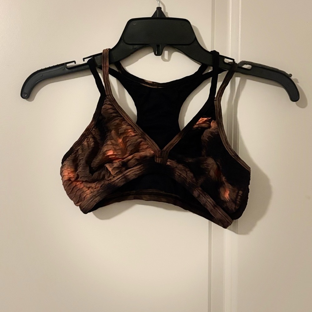 Women's Tie-Dye Sports Bralette in Brown and Black